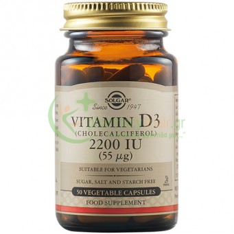 SOLGAR - Vitamin D-3 2200IU veg caps 50s