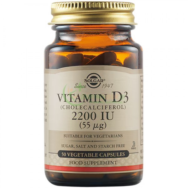 SOLGAR - Vitamin D-3 2200IU veg caps 50s Ενίσχυση Άμυνας Οργανισμού