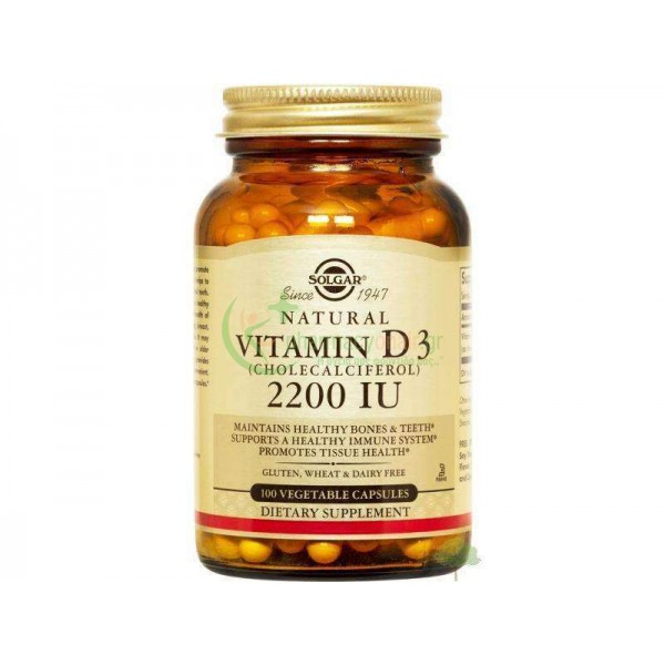 SOLGAR - Vitamin D-3 2200IU veg caps 100s Ενίσχυση Άμυνας Οργανισμού