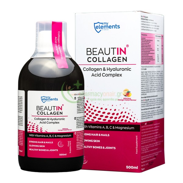 MY ELEMENTS - BeautIn Collagen Κολλαγόνο Μανγκο-Πεπόνι 500mL Τριχόπτωση