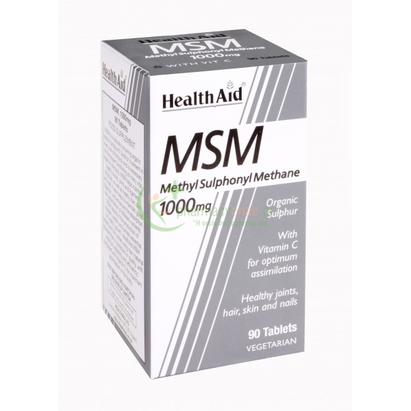 HEALTH AID - MSM 1000mg with Vitamin C tabs 90s Μυϊκοί Πόνοι HEALTH AID - MSM 1000mg with Vitamin C tabs 90s Μυϊκοί Πόνοι