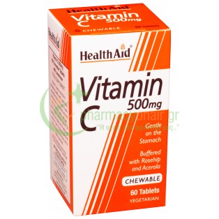 HEALTH AID - Vitamin C 500mg Chewable with Rosehip & Acerola tabs 60s (Μασώμενα Δισκία) ΣΥΜΠΛΗΡΩΜΑΤΑ ΔΙΑΤΡΟΦΗΣ